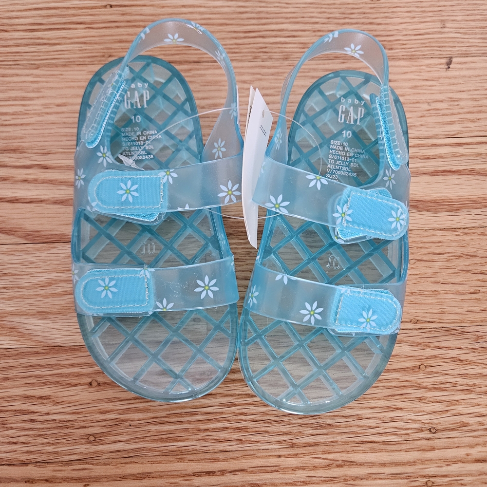 NWT Gap Blue Daisy Jelly Sandals Size 10